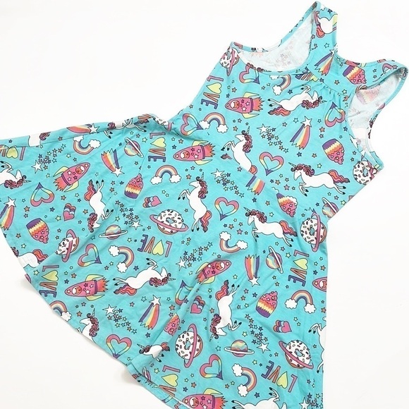 The Children's Place girls unicorn/rainbow print dress - Picture 2 of 4